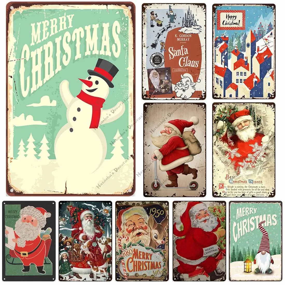 Plaque murale métal vintage Joyeux Noël