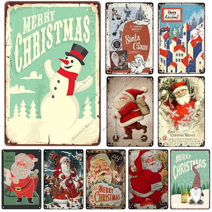Plaque murale métal vintage Joyeux Noël