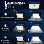 lampe murale solaire 468 led noir ip65 moderne détecteur mouvement autonomie 8mètres