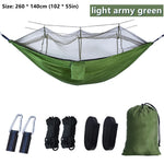 hamac double moustiquaire vert olive blanc tissu confortable transparent pratique léger