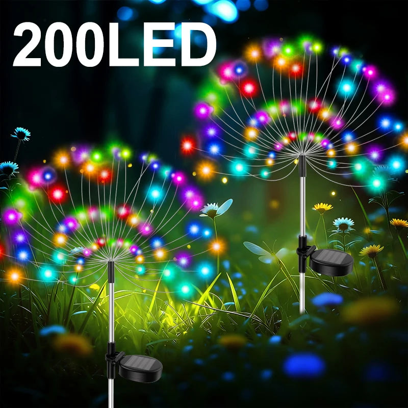 guirlande lumineuse solaire 120 led multicolore moderne feuille pissenlitextérieur patio jardin festive