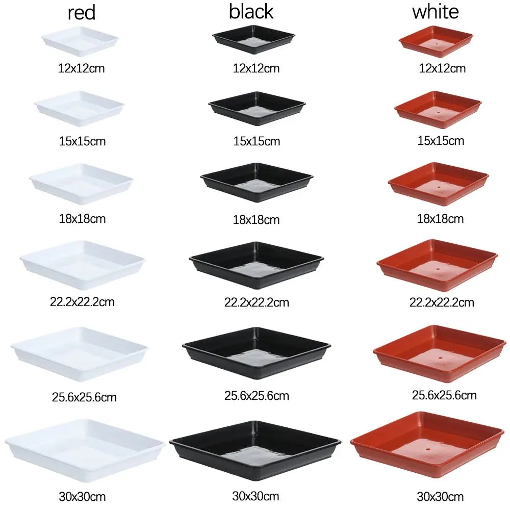 plateaux carrés plastique durable goutte goutte sauciers plantes modernes 12x12cm 15x15cm 18x18cm 22.2x22.2cm 25.6x25.6cm