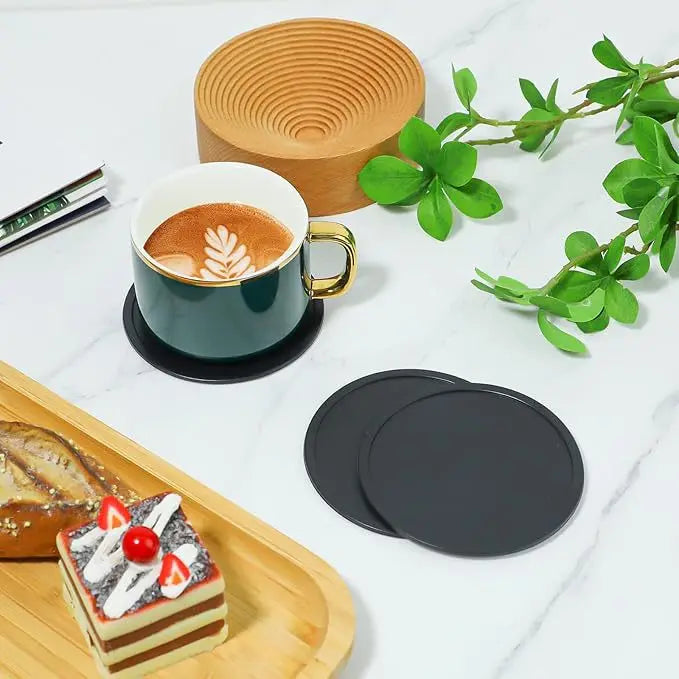 sous verres silicone respectueux environnement noir résistants chaleur antidérapants modernes 9cm