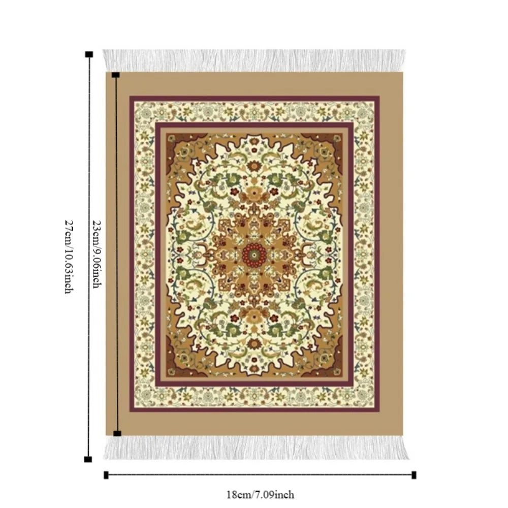 tapis floral bleu doré blanc résistant antiusure antirayures ethnique bohème rétro