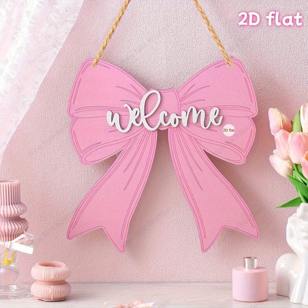 plaque décorative murale bienvenue rose arc ruban anniversaire mariage saint valentin enfant fête