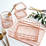 paniers rangement métal or rose gold maille fine moderne minimaliste respectueux environnement multifonctionnels