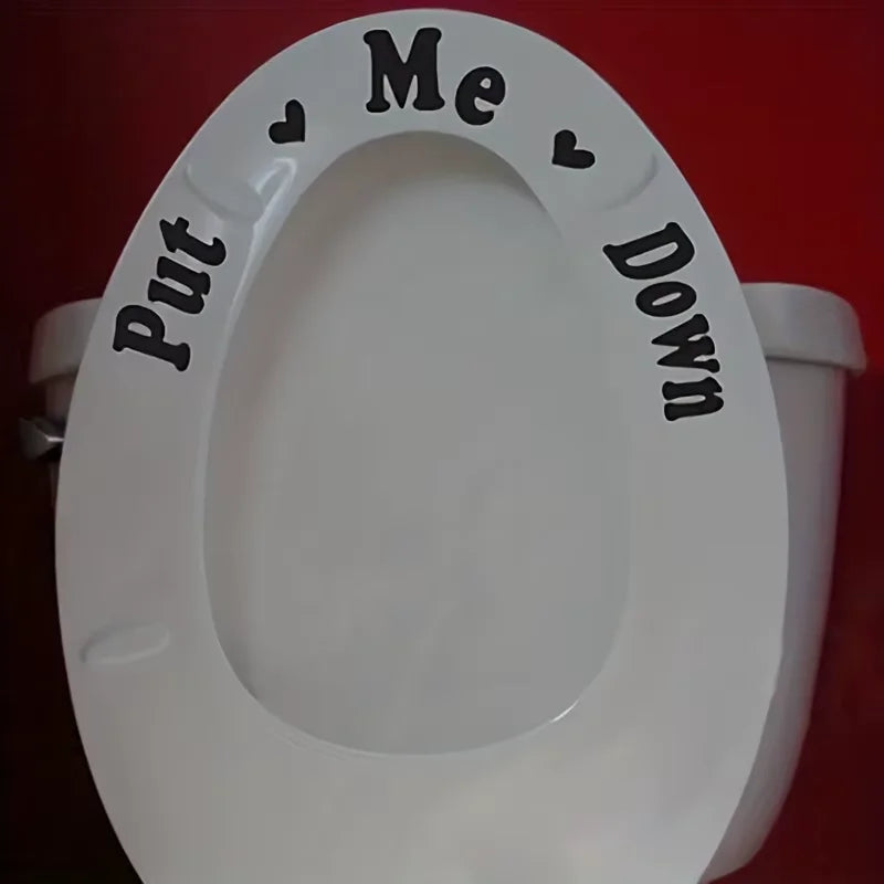 autocollant vinyle put me down siège toilette texte coeurs moderne adhésif salle bain décoration