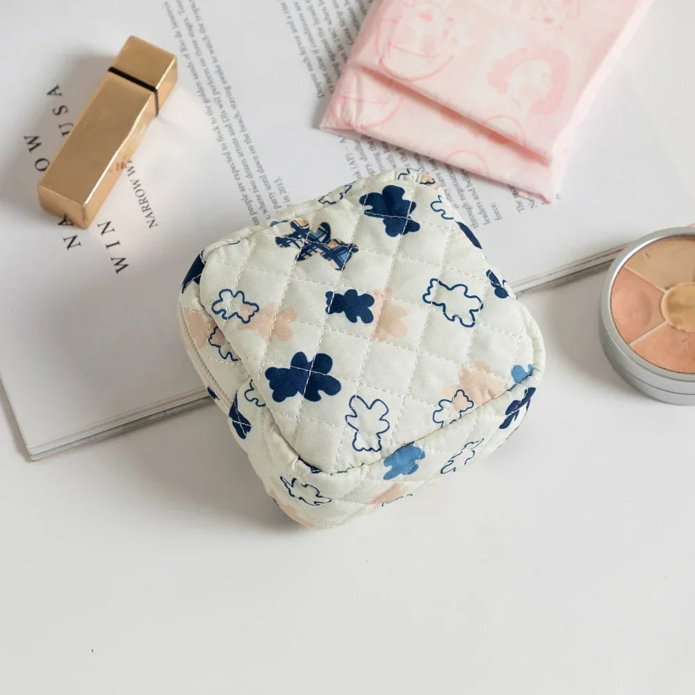 sacs cosmétiques toile jaune vert bleu blanc rose patchwork pois fleurs vintage zip