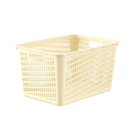 panier rangement perforé moderne poignées réutilisable articles divers boîte plastique beige clair