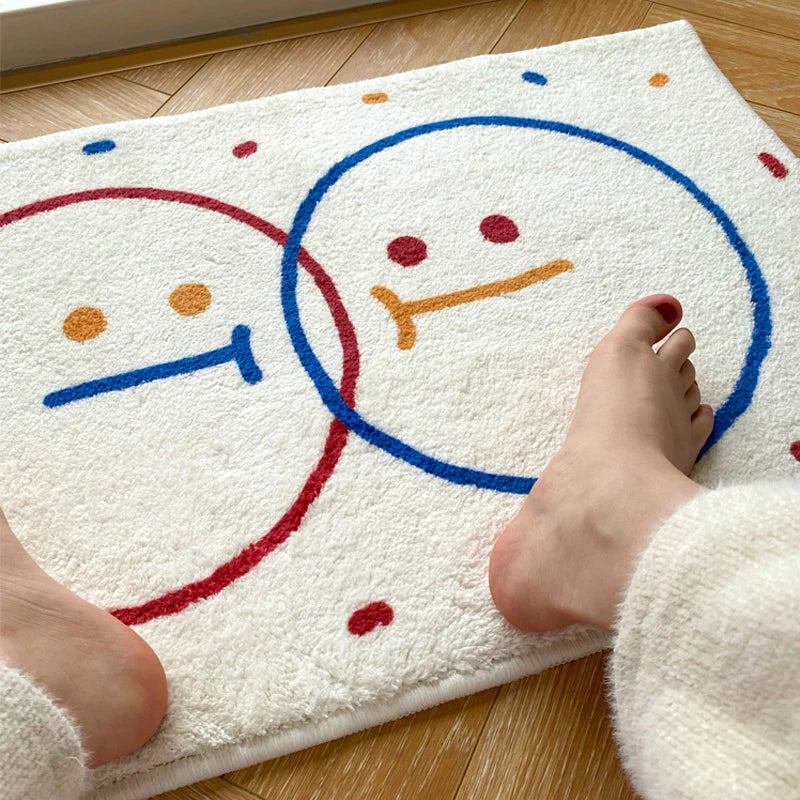 tapis souriant polygoneux anti dérapant moderne maison porte salon cuisine sdb polyester jute