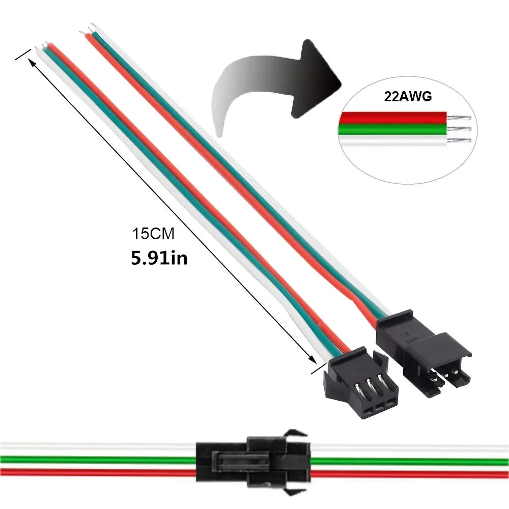 connecteurs led broches cable noir rouge vert bleu blanc clips utilitaires
