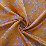tissu polyester orange violet motifs floraux robe jupe coussin sac élégant bricolage