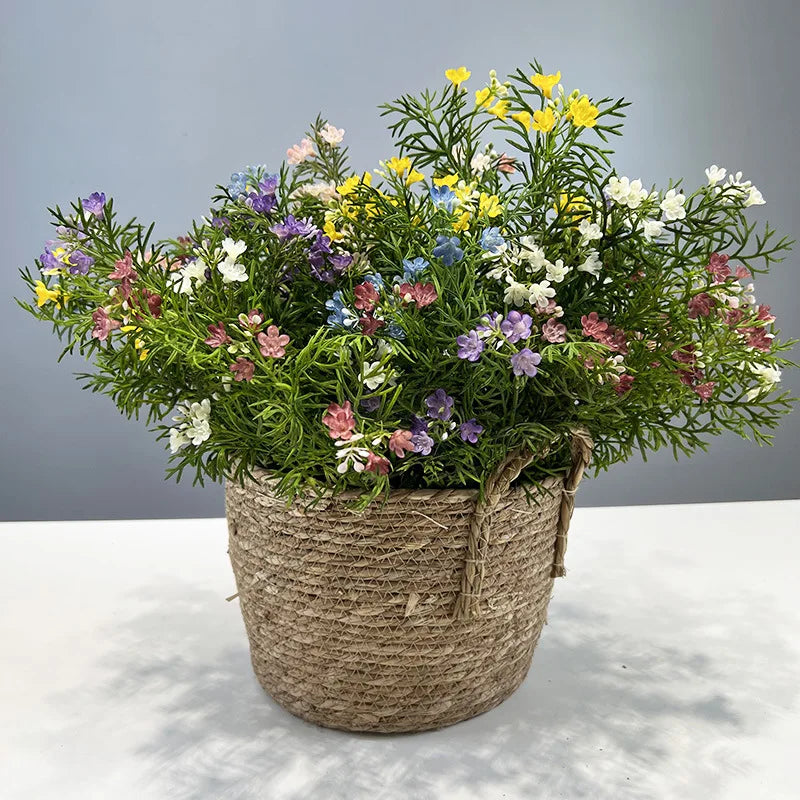 bouquet fleurs artificielles decoration maison mariage anniversaire vert jaune blanc bleu rose