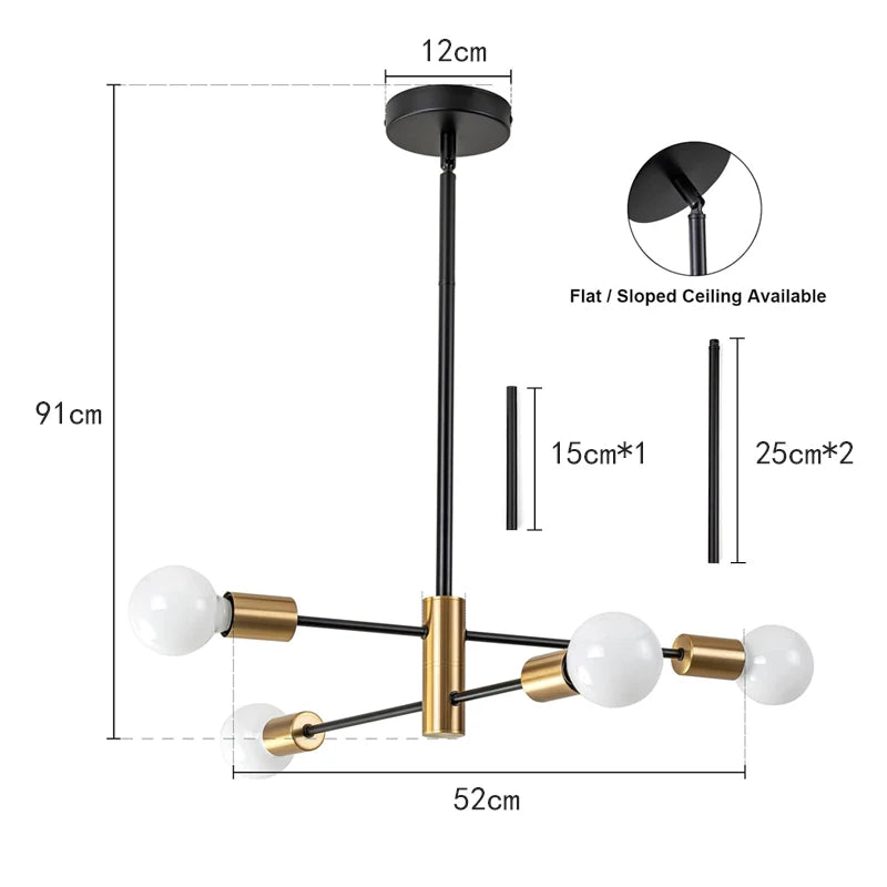 chandelier moderne globes blancs noir minimaliste led lumiereintérieur aluminium fixe