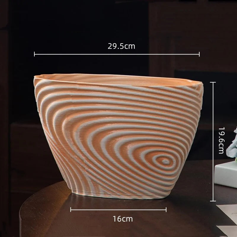 vase moderne blanc marron rouge orange rayures horizontales opacité maison fleurs table