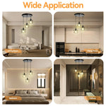 suspension lumineuse industrielle noir grille géométrique opacite ampoules e27 base e26 câble ajustable