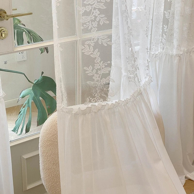 rideau dentelle blanc transparent classique salon chambre salon maison luxe