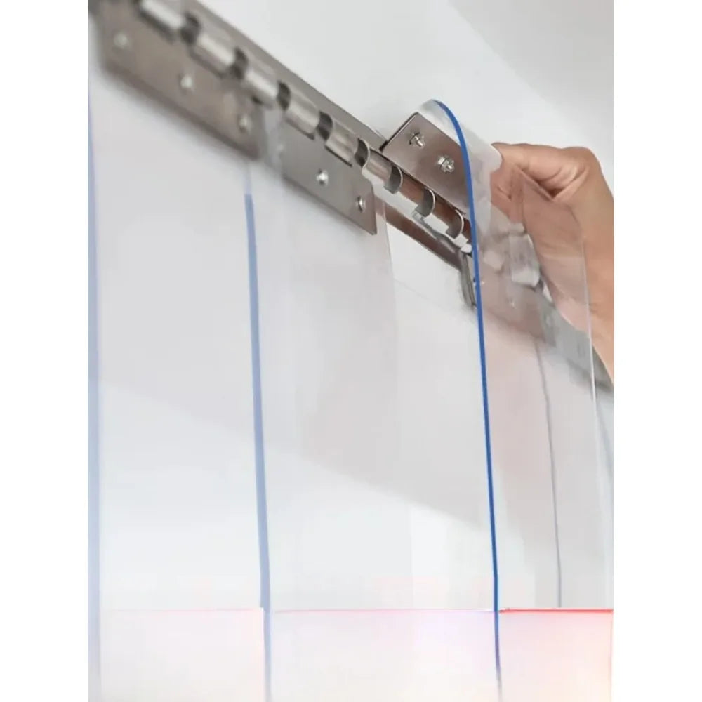rideau porte transparent pvc moderne isolation coupe vent 18x200cm eyelets fixations