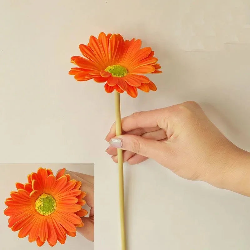 fleurs artificielles gerberas orange rose blanc moderne décoration intérieure vase ruban