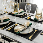 serviettes table lin beige gris noir classiques non glissantes table manger set pièces