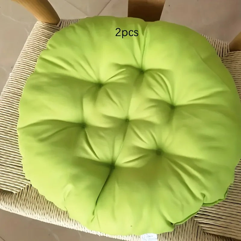 coussin rond épais pièces bleu clair vert foncé gris moderne douillet uni polyester hand