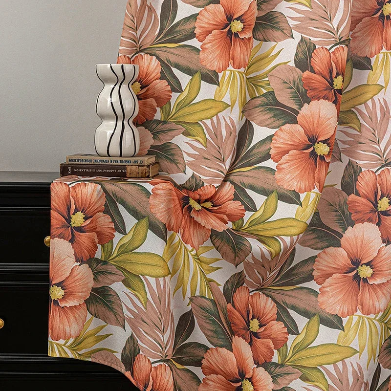 rideau moderne semi transparent motif fleurs multicolore salon chambre maison