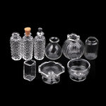 miniatures bouteilles verre transparent texturé vintage bouchons liège couvercle verre