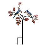 sculpture jardin moderne motifs fleurs insectes stylisés rouge noir vert blancextérieur decoration amusante fait