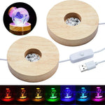 lampe led base bois texture moderne câble usb interrupteur multicolore