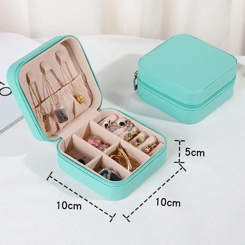 boîtes bijoux simili cuir compartiments moderne miroir cordon fermeture vert rose gris noir blanc