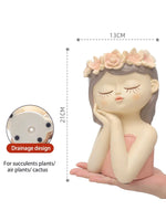 cache pot figurine féerique résine décoratif plantes succulentes fleurs jardin maison