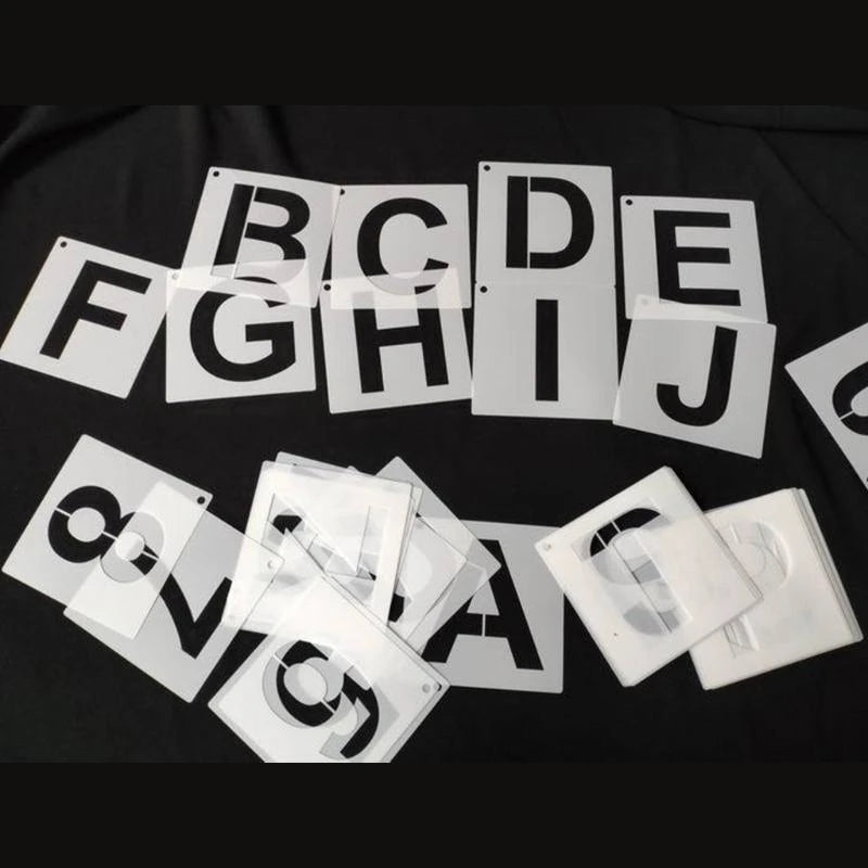 stencils lettres chiffres blancs alphabet décoration peinture gâteau enfants école crafts lettres