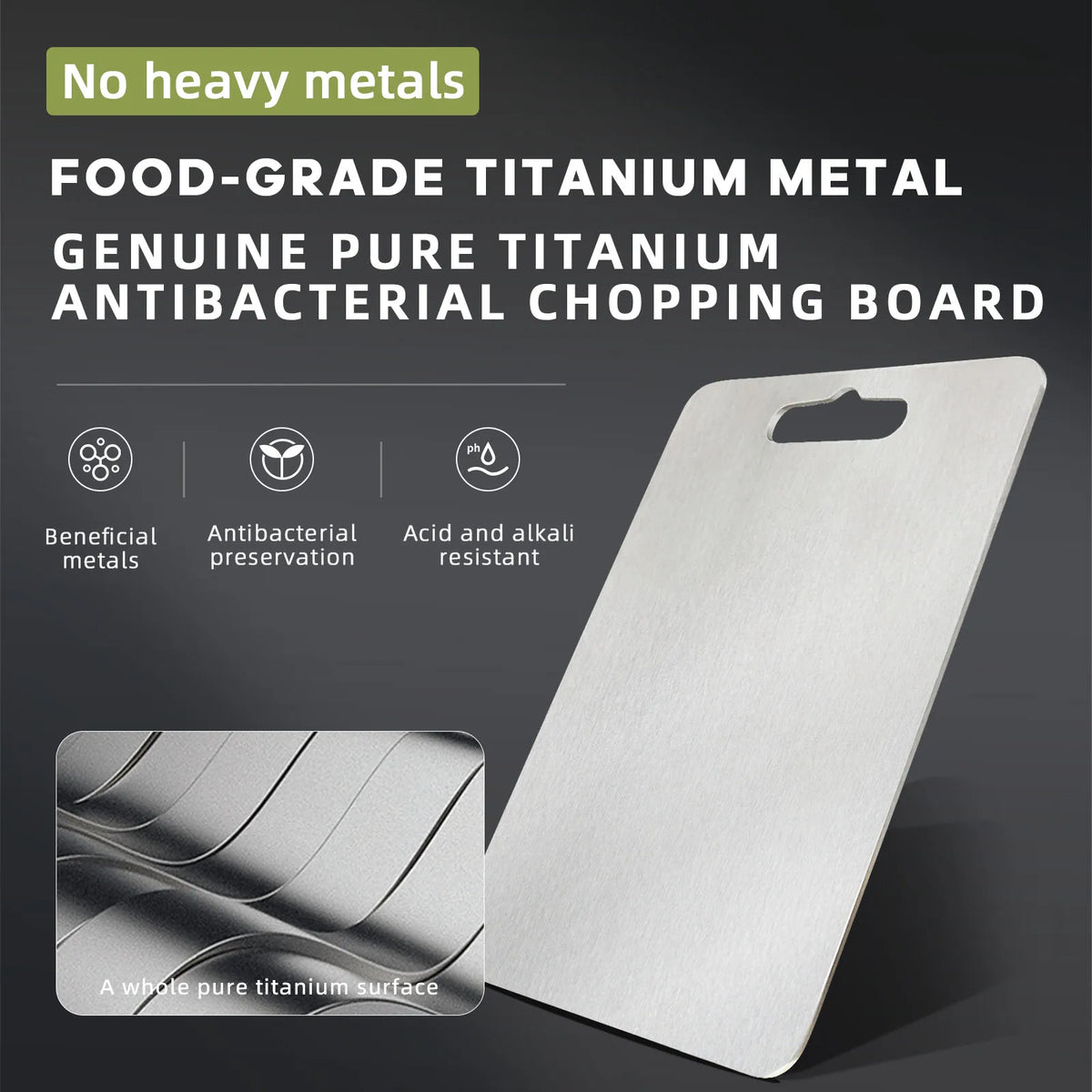 planches découper pure titanium lisse moderne antibactérien durable grande taille poignée intégrée