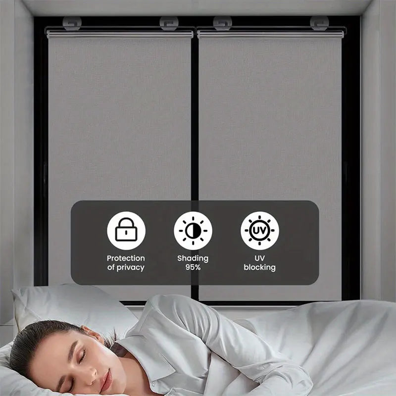 rideaux enrouleurs sans perçage blancs stores verticaux opaques moderne clips magnétiquesintérieur chambre kitchen no
