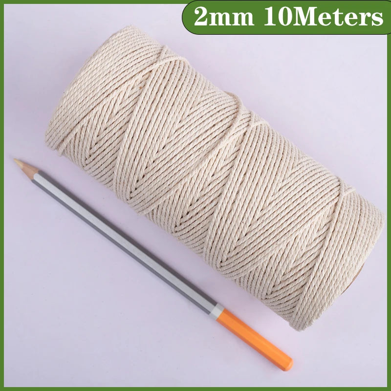 corde coton tissée traditionnelle 10mm 2mètres artisanat sacs vêtements textiles maison écologique haute qualité