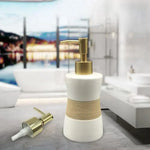 distributeur savon liquide moderne or argent rondelles transparent blanc