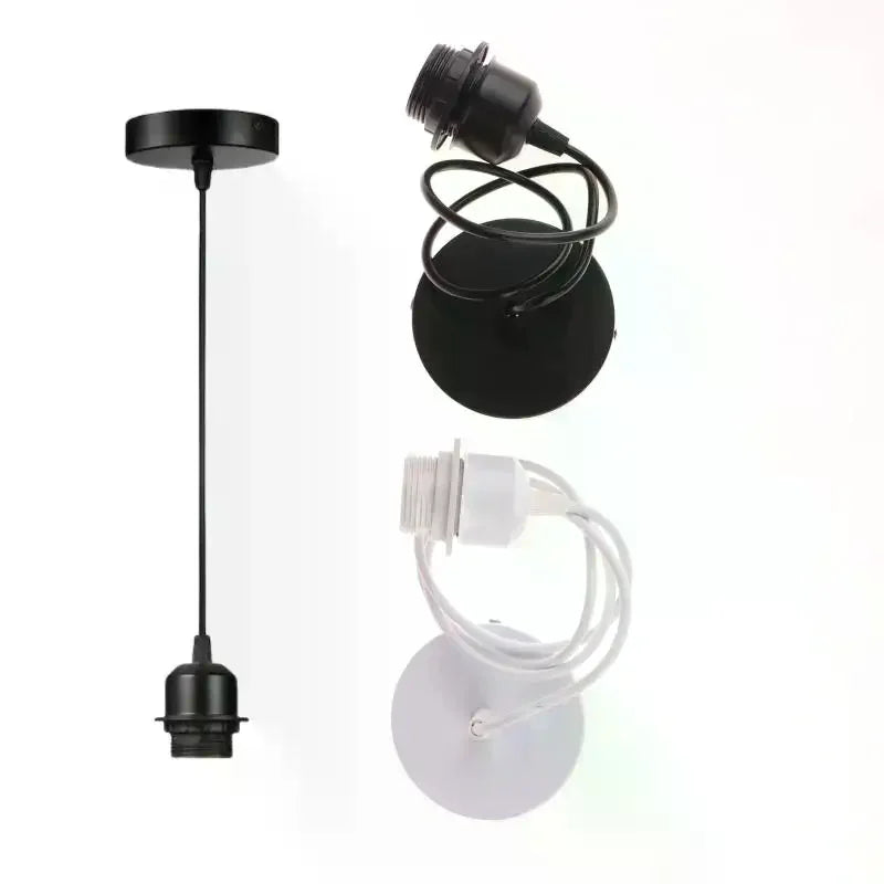 lampe suspendue moderne blanc noir adhésif câble socle rond métal variante 100cm 120cm 150cm