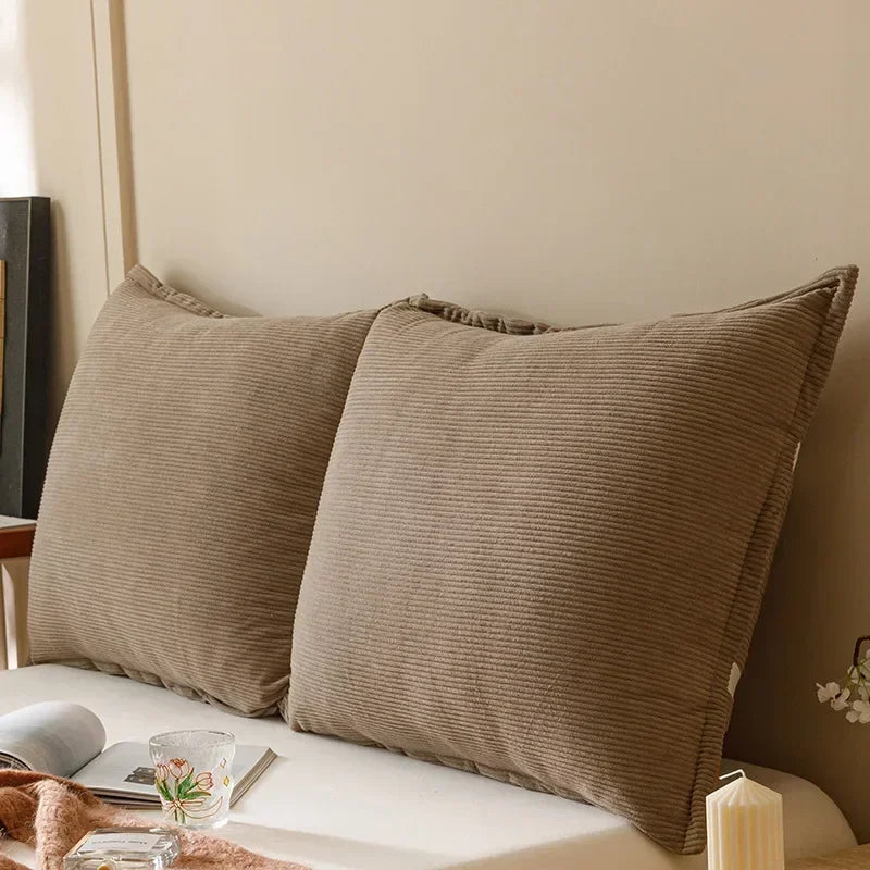 coussin dossier long velours côtelé rayé lit canapé moderne beige