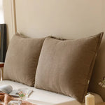 coussin dossier long velours côtelé rayé lit canapé moderne beige