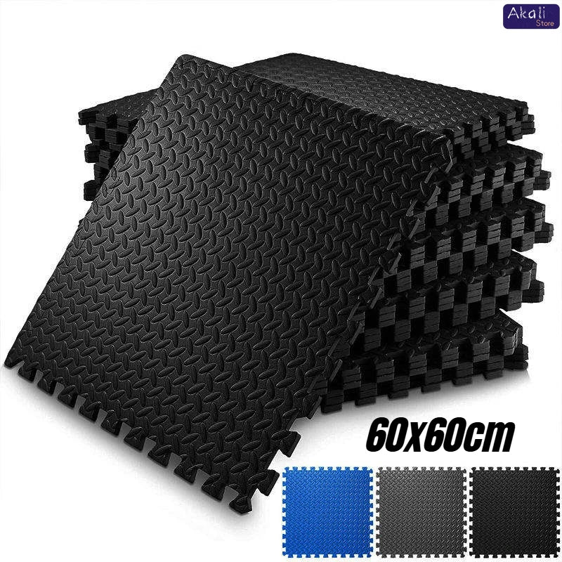 tapis sol modulable tapis eva 60x60cm 10mm epais noir texture geometrique moderne connecteurs