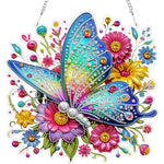 décoration murale artisanale peinture diamant motif floral violet blanc doré vert rose