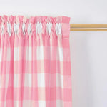 rideaux vichy rose blanc farmhouse semi transparent fenetre chambre moderne polyester