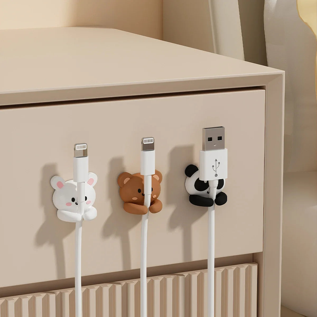 organiseur câbles animaux kawaii adhésif smartphones câbles usb décoration mignon clips winder