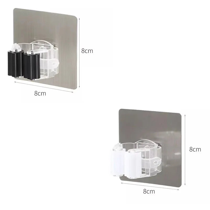 porte balai mural adhésif blanc noir moderne support outils cuisine salle bains