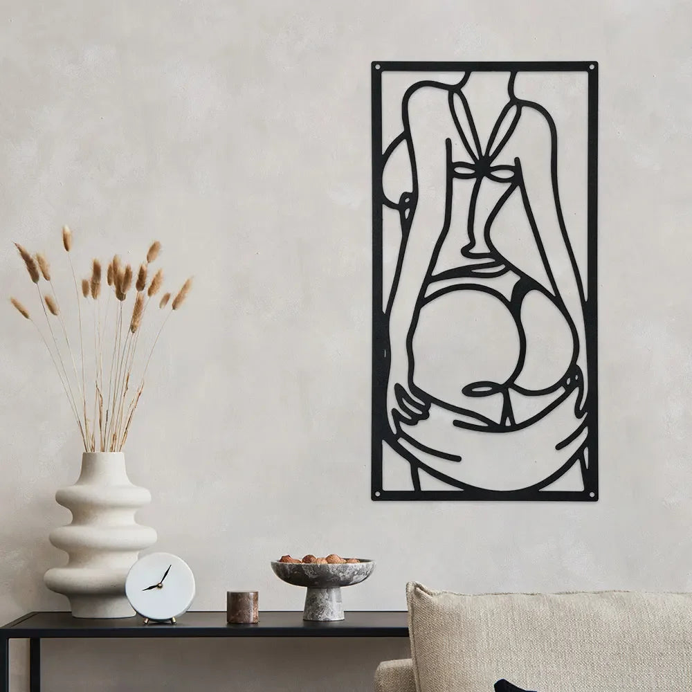 sculpture murale abstraite contemporaine métal couleur noire minimalisteintérieur decoration ligne simple moderne