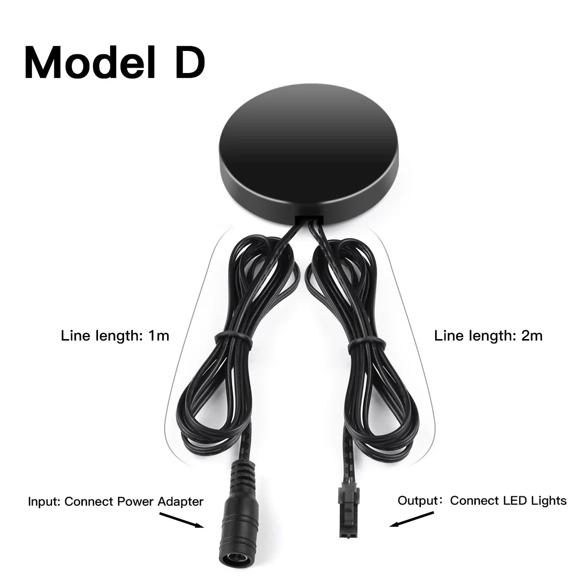 interrupteur tactile blanc noir rond lisse moderne adhésif câble connecteur 52mm 7mm touch dimmable