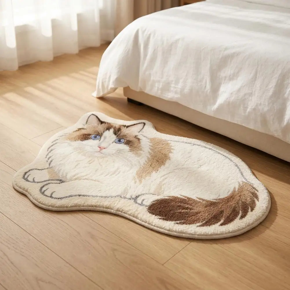 tapis coton jute blanc beige marron gris motif chat fourrure moderne chambre salon