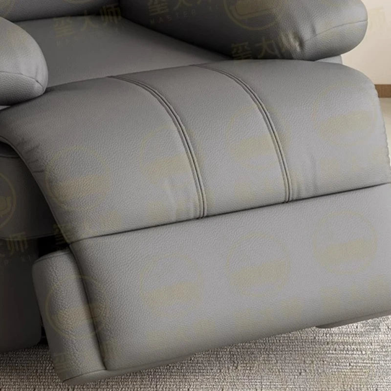 fauteuil relax contemporain cuir gris bois simple moderne poignées bouton commande