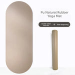 tapis yoga ovale antidérapant caoutchouc naturel 5mm beige noir texture bionique moderne fitness yoga