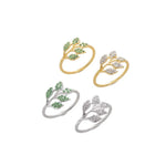 anneaux décoratifs élégants feuilles stylisées strass doré argenté vert décoration table événement